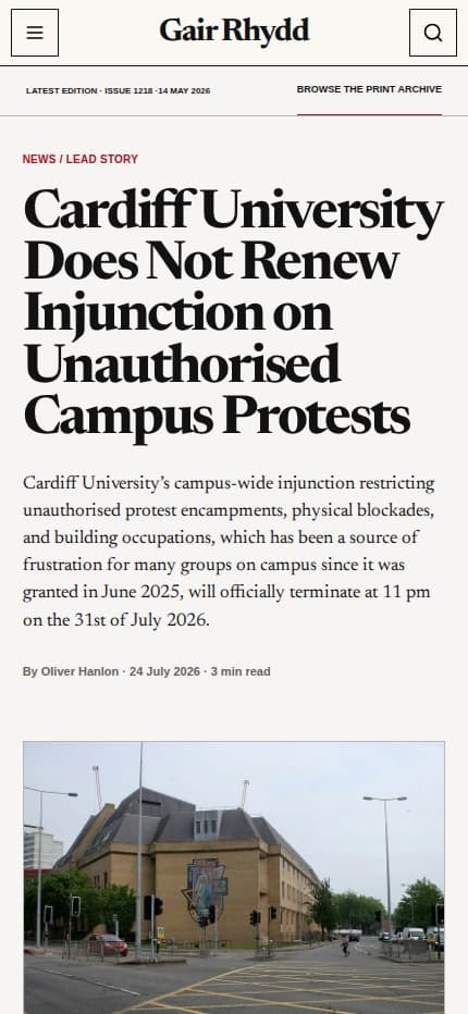 Gair Rhydd editorial homepage at a mobile viewport.