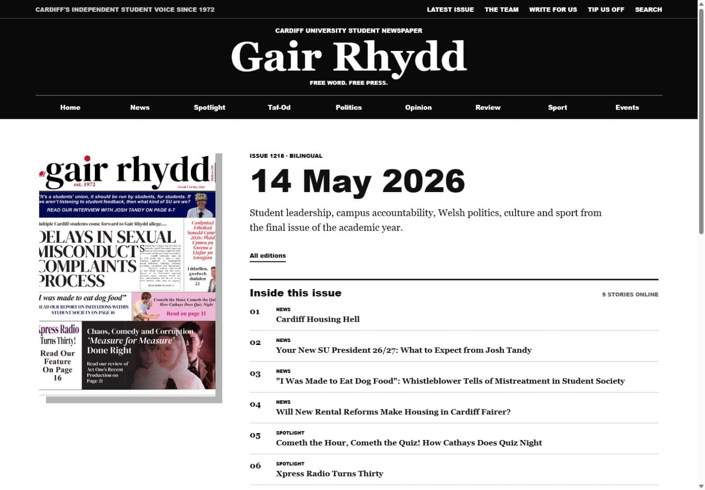 Gair Rhydd digital issue reader prototype.